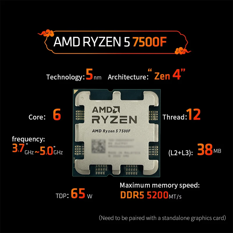 AMD Ryzen 5 7500F 3.7GHz 6-Cor - Pc Gaming Ddr5 recension och pris
